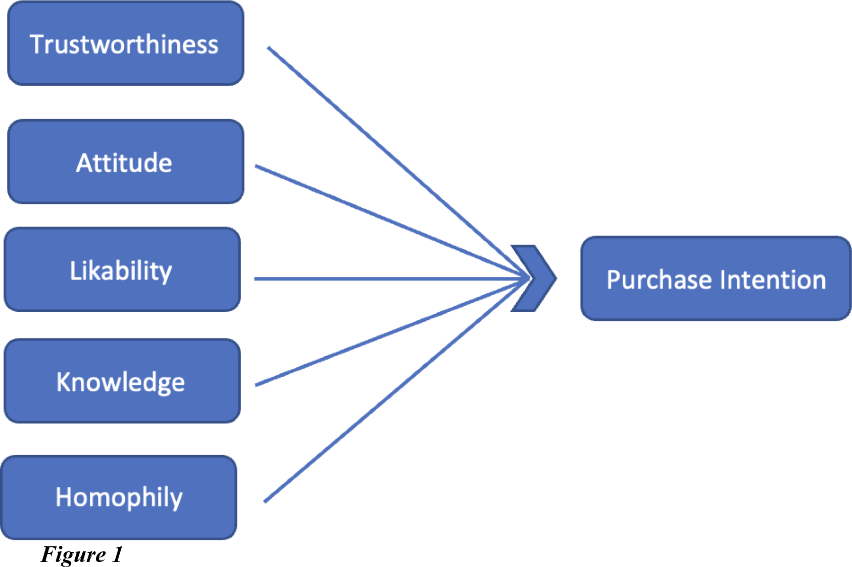 Conceptual framework for purchase intention in the context of influencer marketing