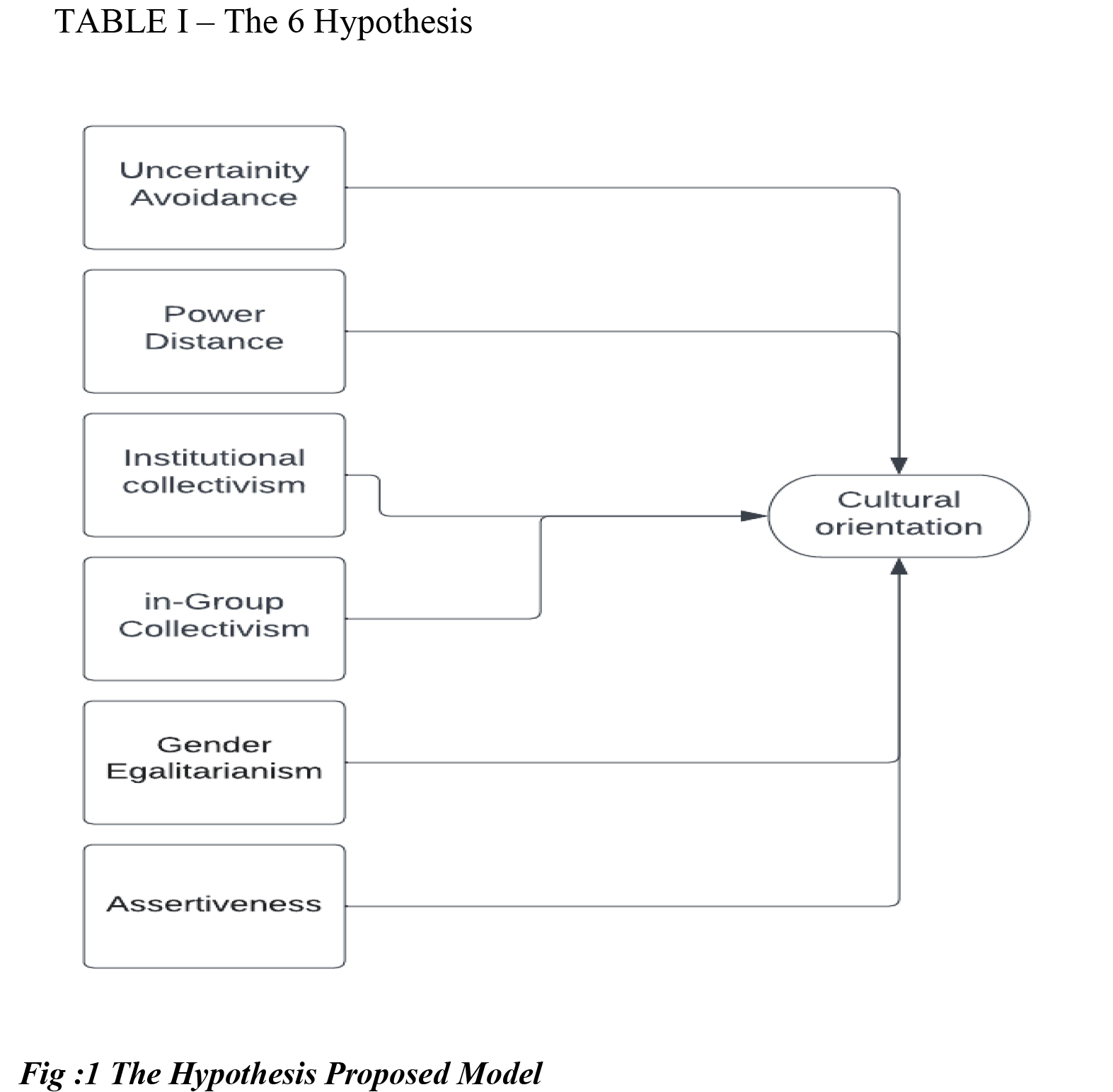 The hypothesis proposed model for cultural orientation of IT managers